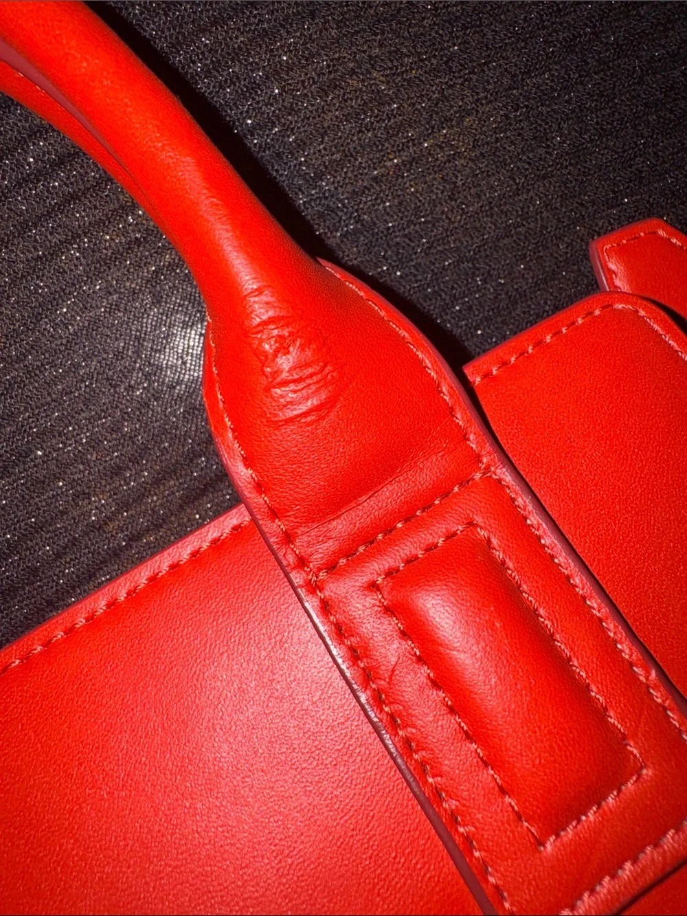 Orange Vegan Leather Tote Handbag -